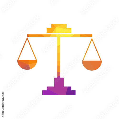 Simply weight icon. Compare logo symbol. Scales judgment pictogram. Ui comparison element. User interface vector. low poly style.