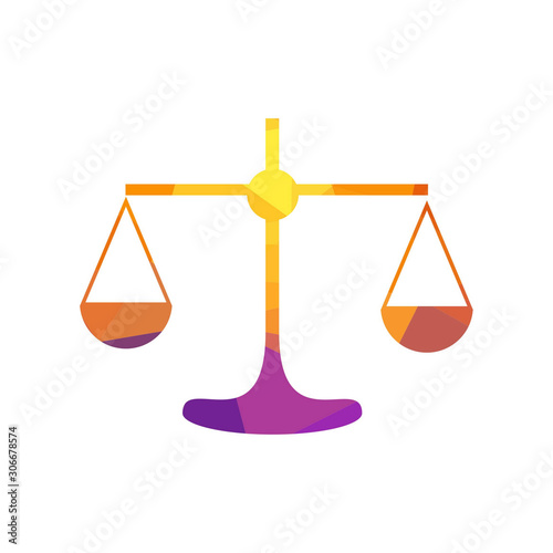Simply weight icon. Compare logo symbol. Scales judgment pictogram. Ui comparison element. User interface vector. low poly style.
