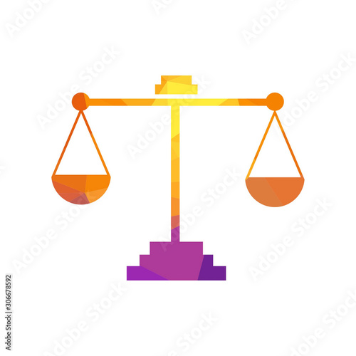 Simply weight icon. Compare logo symbol. Scales judgment pictogram. Ui comparison element. User interface vector. low poly style.
