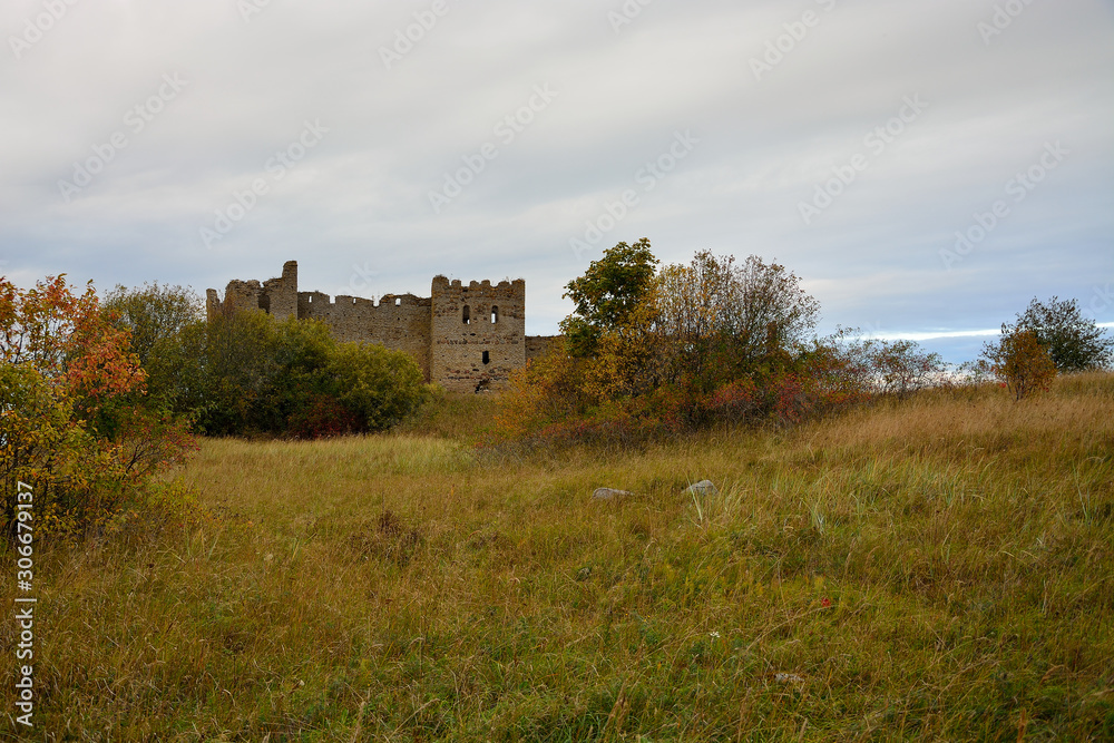 The ruins of Toolse Castle in Estonia in autumn.