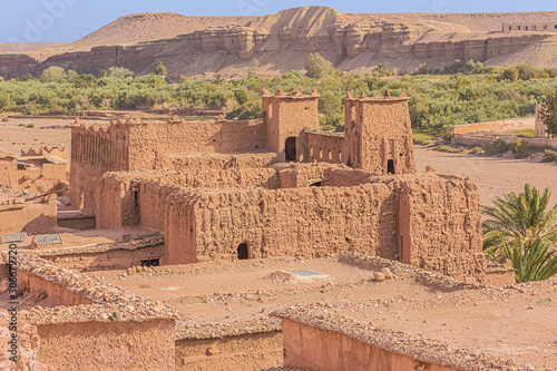 Close up of the historic fortification of the ksar of Ait Benhaddou photo