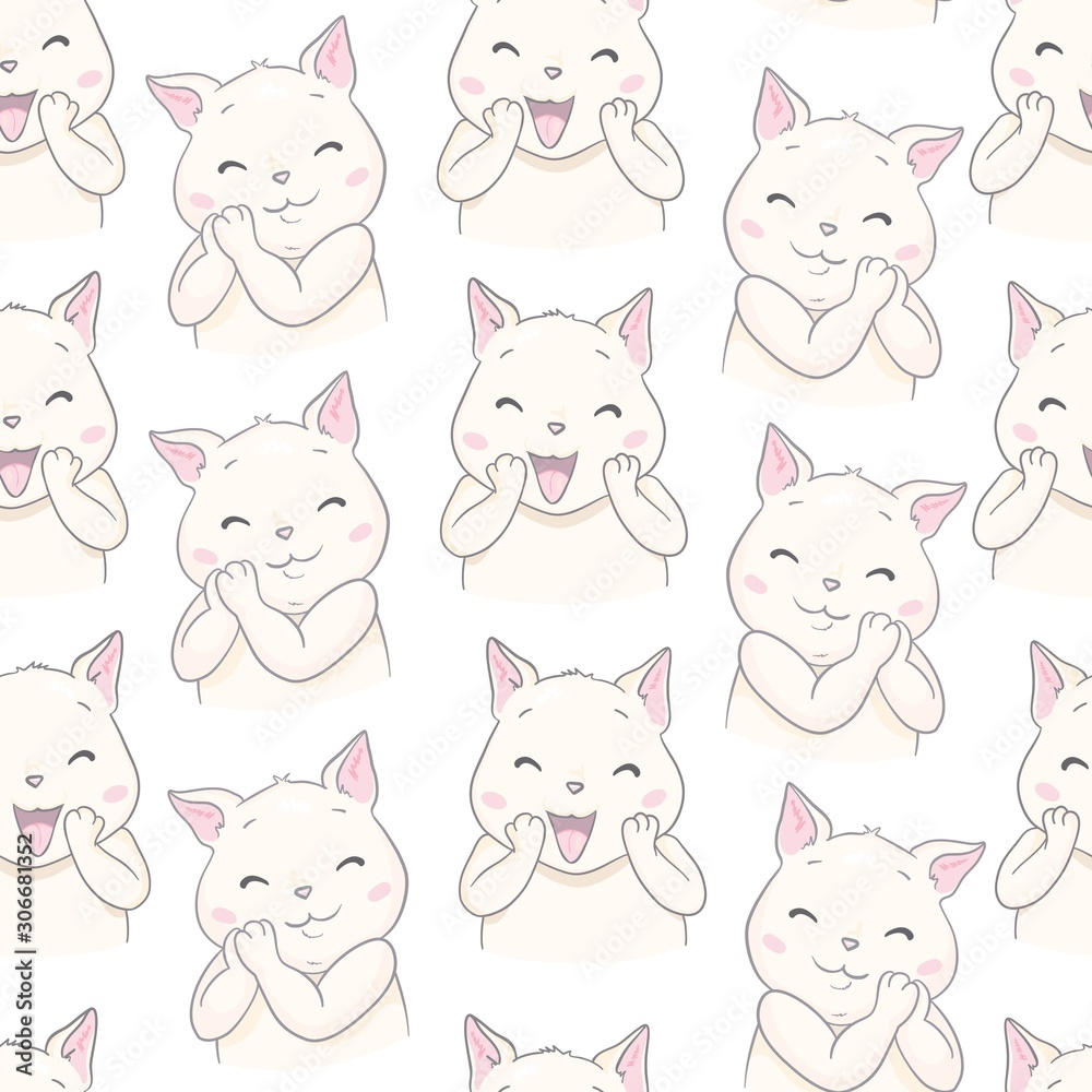 seamless cute cat pattern vector illustration