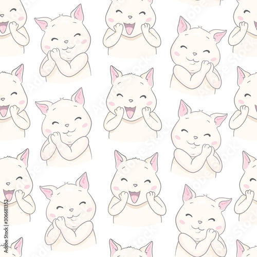 seamless cute cat pattern vector illustration