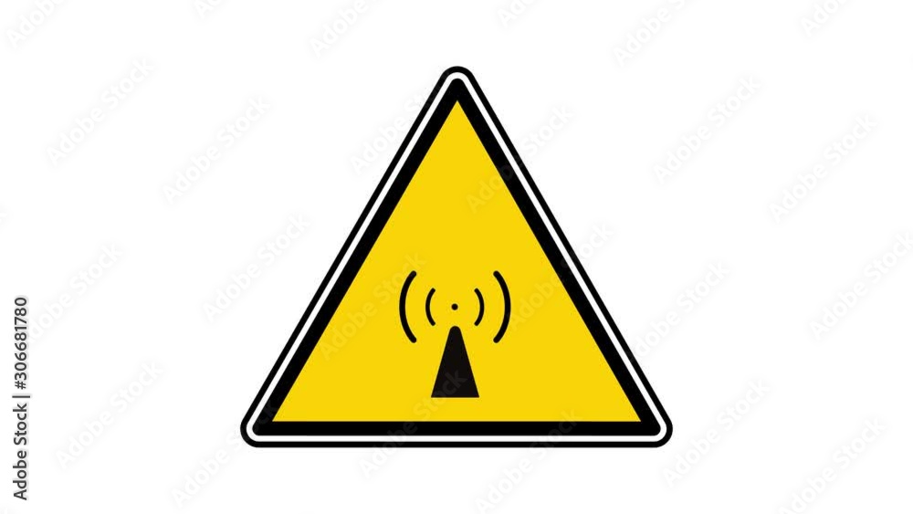 Animation Sign: Non ionizing radiation! on white background Animation Sign: Non ionizing radiation! on white background