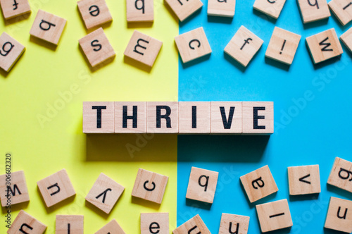 Thrive word concept on cubes