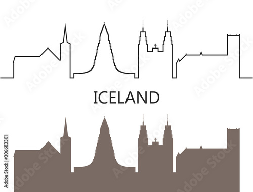 Iceland logo. Isolated Icelandic architecture on white background
