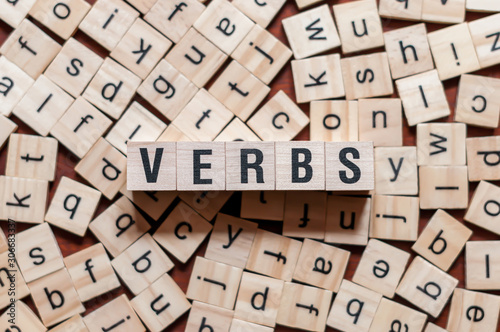 Verbs word concept on cubes