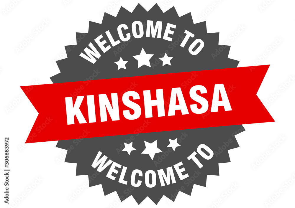 Kinshasa sign. welcome to Kinshasa red sticker Kinshasa sign. welcome to Kinshasa red sticker