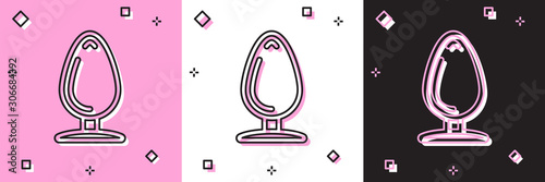 Set Anal plug icon isolated on pink and white, black background. Butt plug sign. Fetish accessory. Sex toy for men and woman. Vector Illustration