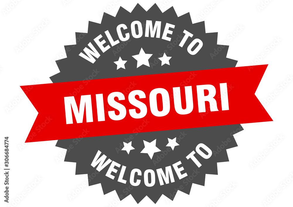 Missouri sign. welcome to Missouri red sticker Missouri sign. welcome to Missouri red sticker