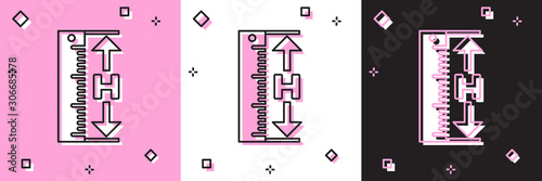 Set The measuring height and length icon isolated on pink and white, black background. Ruler, straightedge, scale symbol. Vector Illustration
