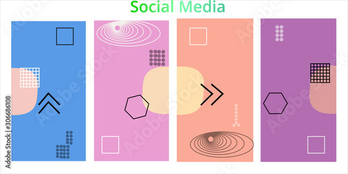 Editable story templates with empty place for text abstract creative backgrounds for social media. Bright colored with hand drawn scribbles promotional backgrounds for social media apps - vector eps10