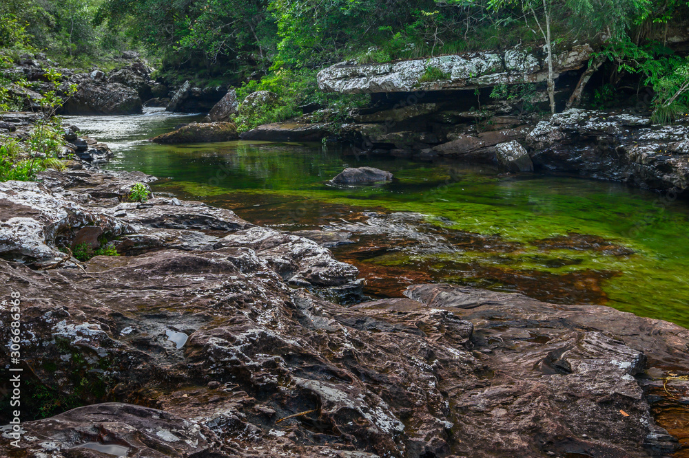 Obraz premium The rainbow river or five colors river is in Colombia one of the most beautiful nature places, is called Crystal Canyon