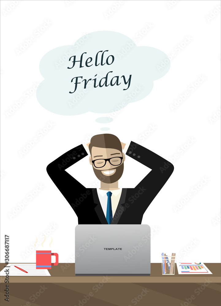 Businessman dreaming about his weekend Businessman dreaming about his weekend
