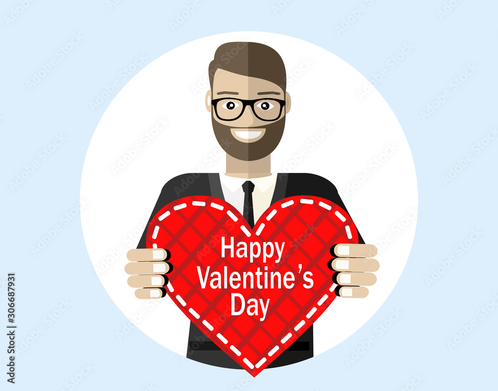 Woman holding a heart. Valentine's Day. Flat design style. Woman holding a heart. Valentine's Day. Flat design style.