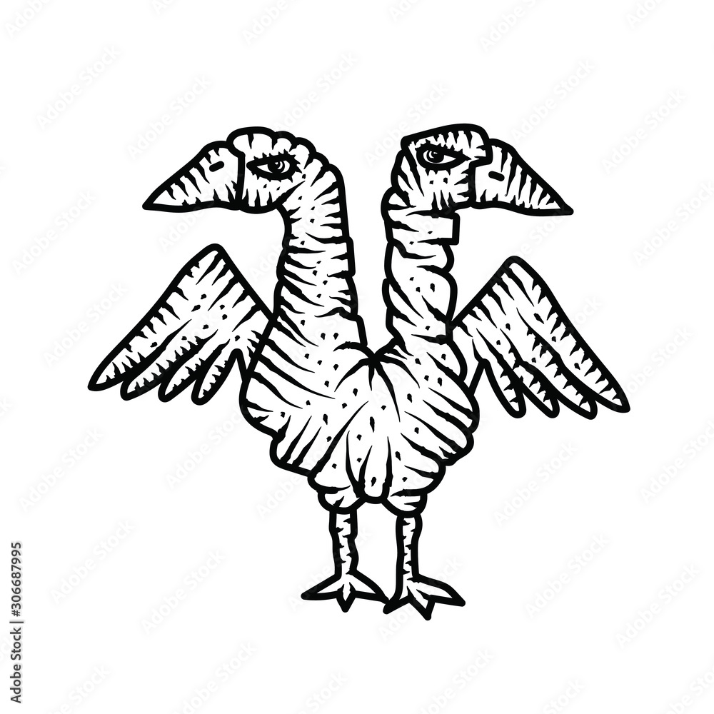 Obraz premium Angry goose on white background vector illustration