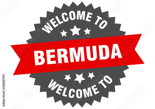 Bermuda sign. welcome to Bermuda red sticker