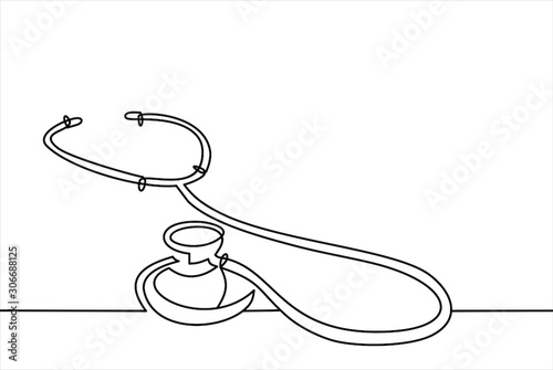 one line logo design of stethoscope