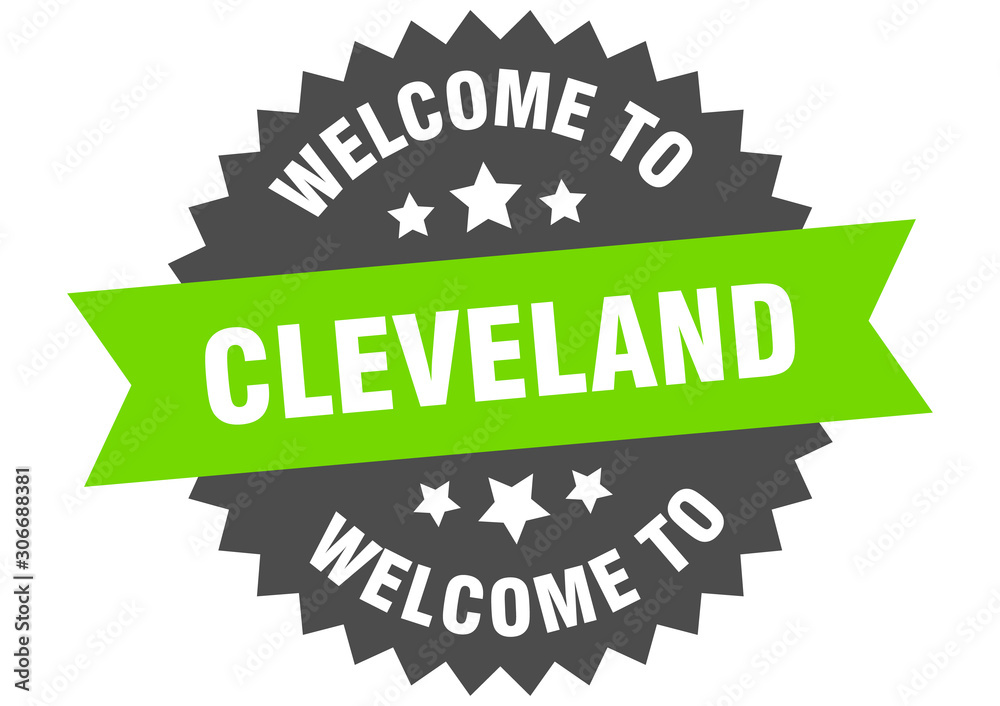 Cleveland sign. welcome to Cleveland green sticker Cleveland sign. welcome to Cleveland green sticker