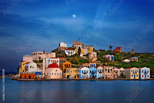  Partial view of the picturesque village of Kastelorizo, the only village of Kastelorizo (or "Meghisti") island, Dodecanese, Greece.