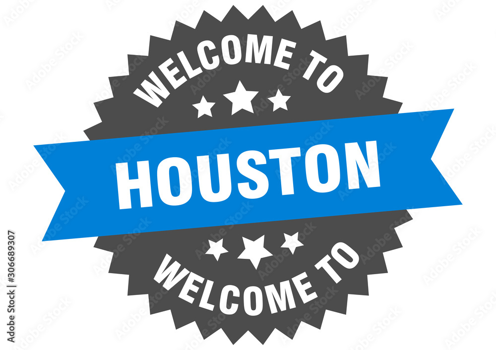 Houston sign. welcome to Houston blue sticker Houston sign. welcome to Houston blue sticker