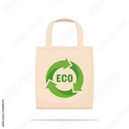 Bags reduce pollution The concept of the campaign to reduce the use of plastic bags with symbols for reuse.