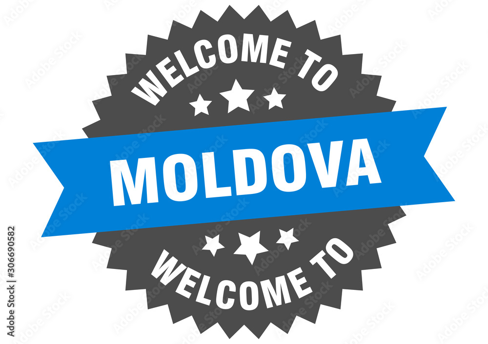 Moldova sign. welcome to Moldova blue sticker Moldova sign. welcome to Moldova blue sticker