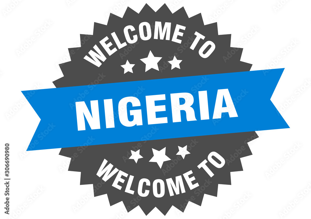 Nigeria sign. welcome to Nigeria blue sticker Nigeria sign. welcome to Nigeria blue sticker