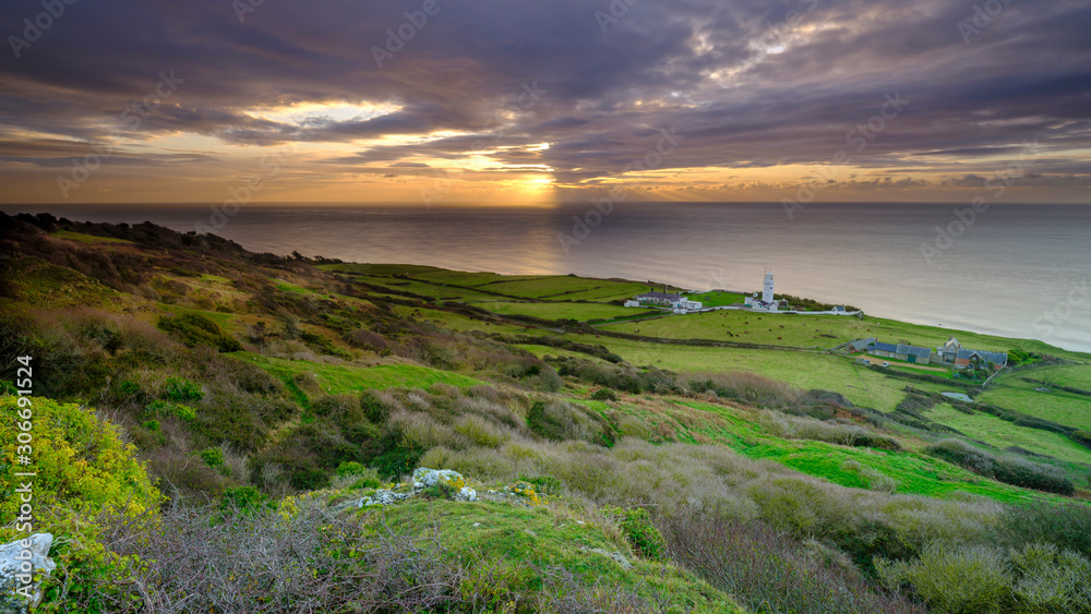 The view at sunrise from the Undercliff at Niton towards St Catherine's Point, UK