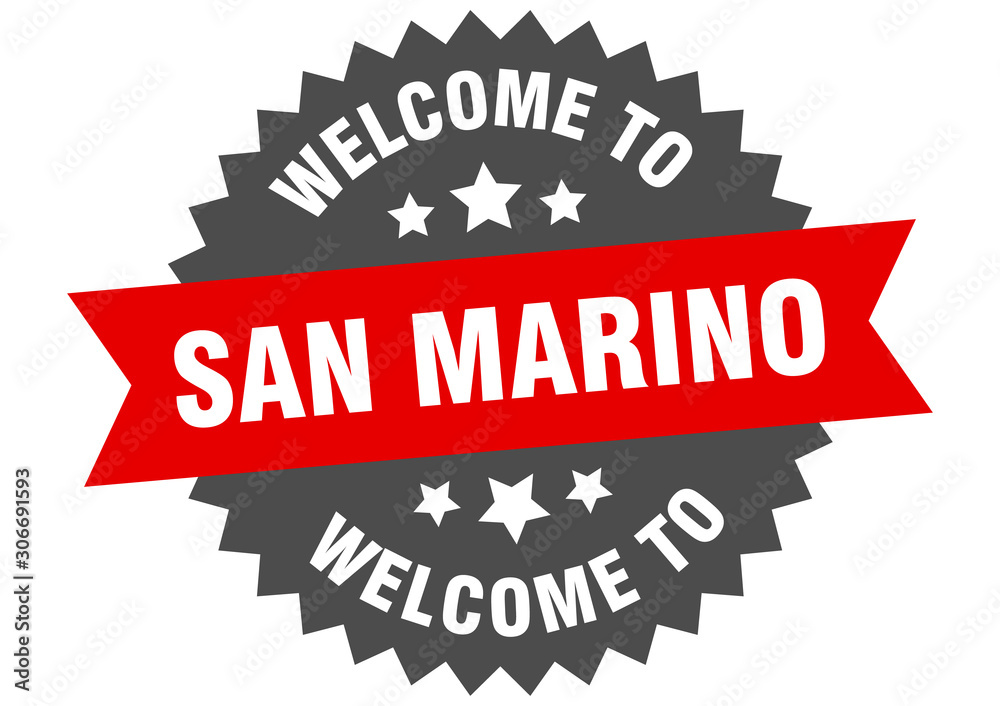 San Marino sign. welcome to San Marino red sticker San Marino sign. welcome to San Marino red sticker