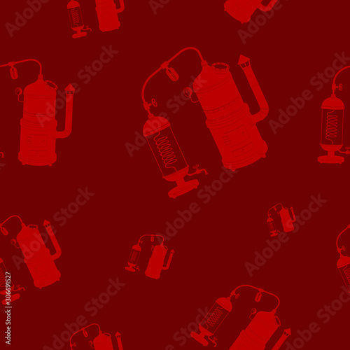 Seamless pattern with vintage distillation apparatus