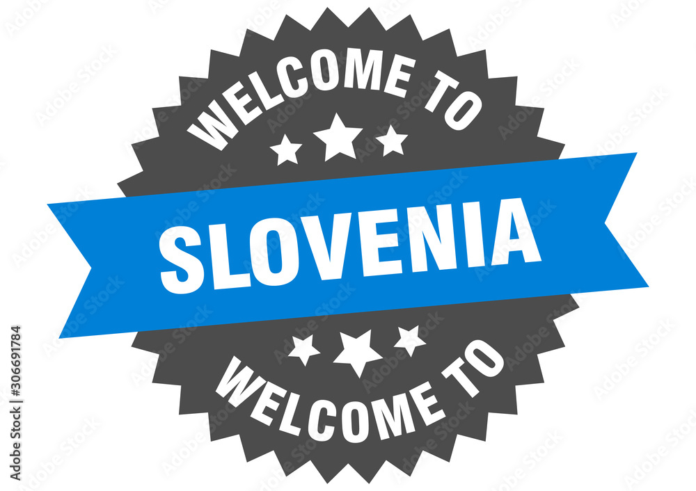 Slovenia sign. welcome to Slovenia blue sticker Slovenia sign. welcome to Slovenia blue sticker