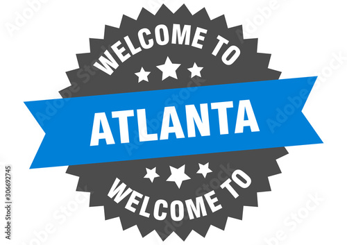 Atlanta sign. welcome to Atlanta blue sticker
