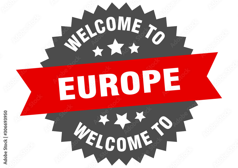 Obraz premium europe sign. welcome to europe red sticker