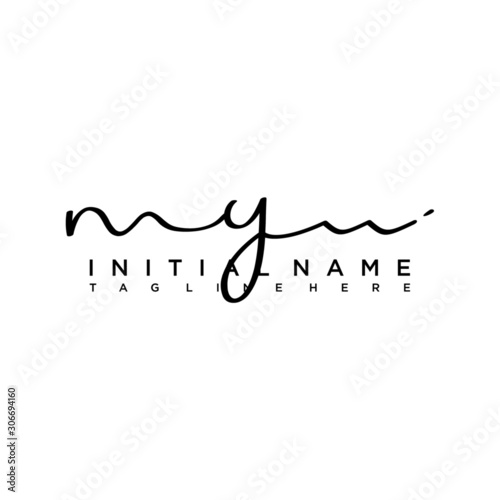 Initial letter MY Signature handwriting Logo Vector