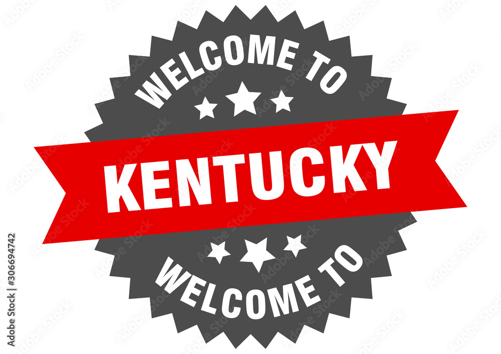 Kentucky sign. welcome to Kentucky red sticker Kentucky sign. welcome to Kentucky red sticker