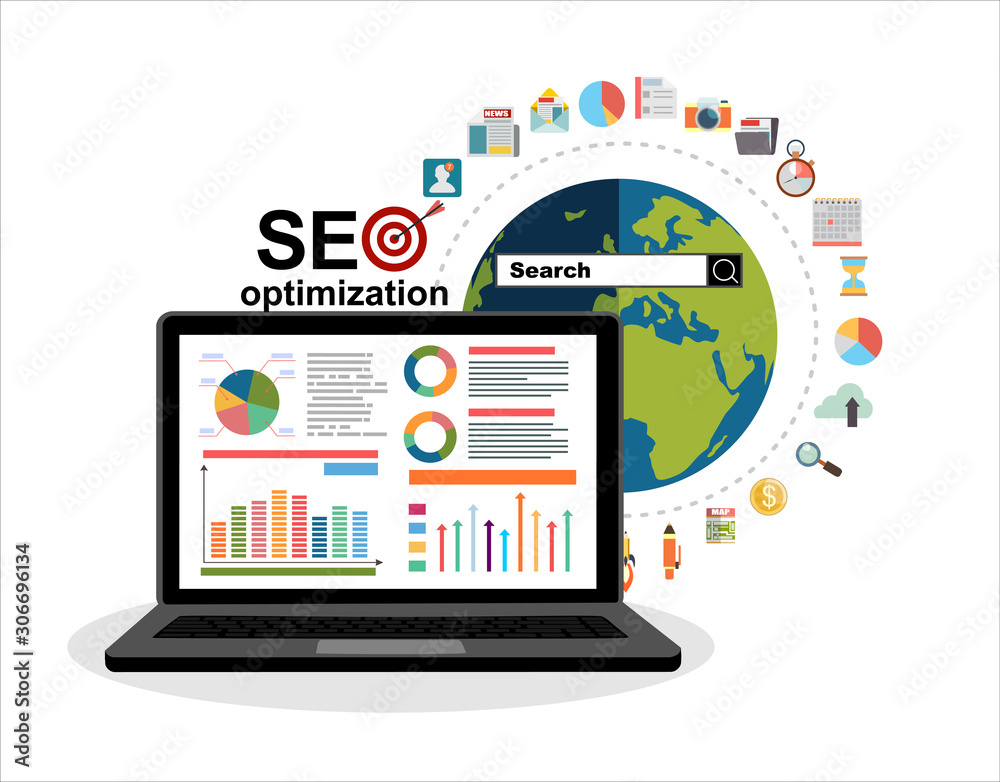 Flat illustration web analytics design , SEO optimization. Flat illustration web analytics design , SEO optimization.
