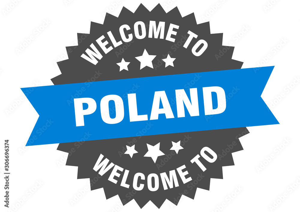 Poland sign. welcome to Poland blue sticker Poland sign. welcome to Poland blue sticker