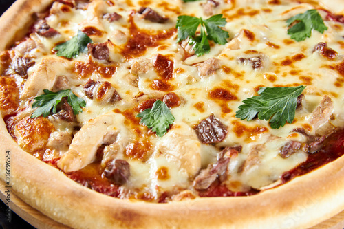 pizza with mushrooms and cheese