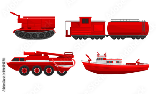 Different techniques for fighting fires. Vector illustration on a white background.