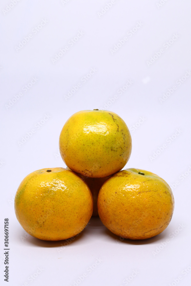 orange organic fruit on white background