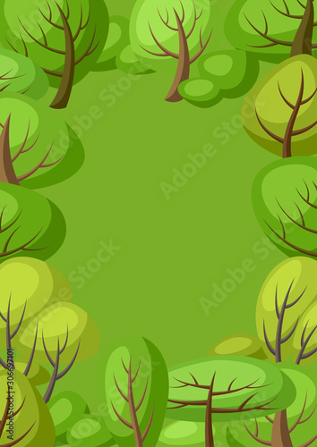 Spring or summer background with stylized trees.