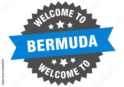 Bermuda sign. welcome to Bermuda blue sticker