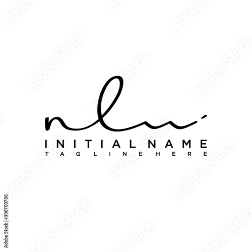 Initial letter NL Signature handwriting Logo Vector