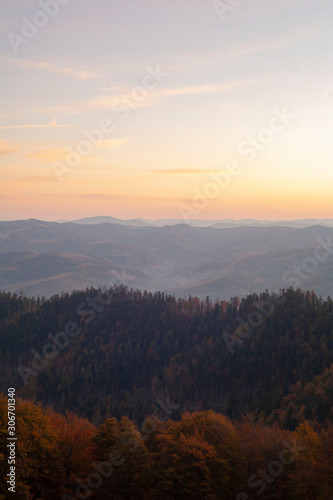 Autumn sunset in the Carpathians