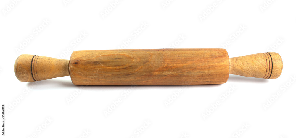 Wooden rolling pin isolated on white background Wooden rolling pin isolated on white background