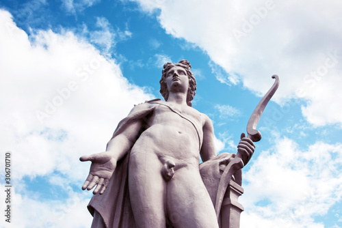 Abstract image of god Amur (Cupid) with empty cover for arrows (dislike, divorce, end of relationship, quarrel - concept) photo