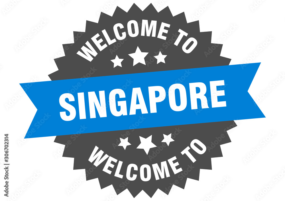 Fototapeta premium Singapore sign. welcome to Singapore blue sticker