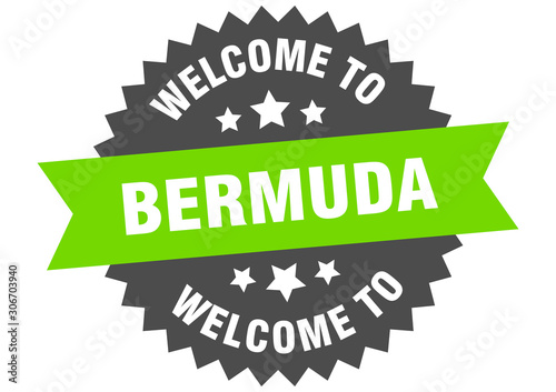 Bermuda sign. welcome to Bermuda green sticker