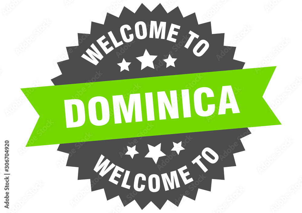 Dominica sign. welcome to Dominica green sticker Dominica sign. welcome to Dominica green sticker